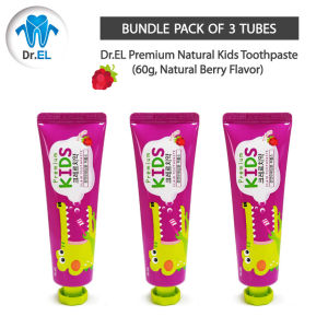 Dr.EL Kids Toothpaste Value Pack - Bundle of 3 x Dr.EL Premium Natural Kids Toothpaste (60g Korea No. 1 Approved by Dentists Organic)