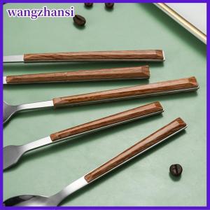 wangzhansi 1Pc Wooden Handle Cutlery Stainless Steel Knife Fork Spoon Wooden Flatware Dishwasher Safe Kitchen Tableware Knife Fork Spoon