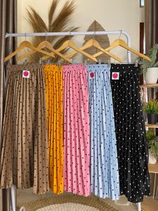 ROK PLISKET TANGGUNG MOTIF POLKADOT Bawahan Wanita Rok Plisket Panjang Wanita Motif 2024 Lebaran