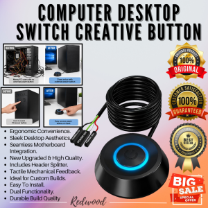 Top Seller PC DESKTOP EXTERNAL POWER SWITCH BUTTON WITH LED LIGHT | Wired Computer Power ON/OFF Push Button | Great for Different PC | Convenient Desktop PC Extension | Automatic ON/OFF Desktop Switch Button For Gaming Office & Home Computer Set Up