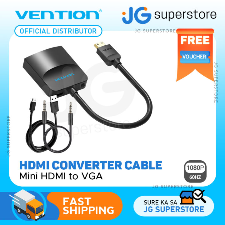 Vention Mini HDMI to VGA Converter Cable 1080p 60Hz (Male to Female)  with Micro USB Audio Port and Cord (AGABB) JG  Superstore
