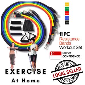 11 pc Resistance Band Set for home gym / travel fitness workout / Elastic / Exercise / yoga