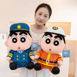 Genuine Crayon Shin-chan Doll With Tag Crayon Shin Chan Plushies Career Pilot Firefighter Stuffed Anime Plush Toy Huggable Doll Soft Pillow Xmas Gift