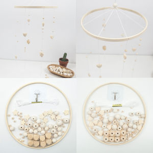 Baby Mobile DIY Kit Nursery Wooden Frame Mobile Crib Bed Wooden Wind Chime Hanging DIY Wooden Frame Ornaments Handmade Kit2026