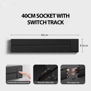 Power Track Socket Reccesed 40CM 60CM Multiple Usb Switch With Light Extension Wall Modern Design 轨道插座插头