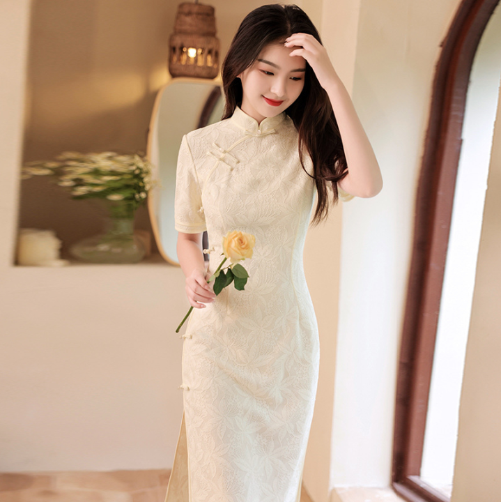 White clearance cheongsam dress