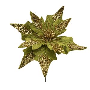 GAOSU Sequined Artificial Christmas Flower Flannel Realistic Xmas Poinsettia Ornament Fashion DIY Craft Christmas Flower Arrangements Holiday