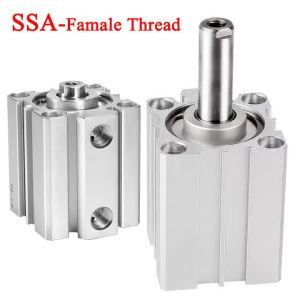 SSA Pneumatic Air Cylinder SSA20 25 32 40 50 63 Female Thread Compact Single Acting Push Stroke 5 10 15 20 30 40 50mm SDA Series