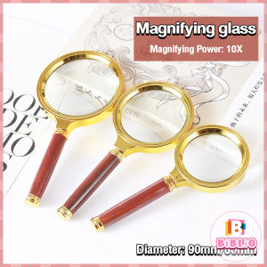 BIBLIO Handheld Magnifier Mini Pocket Microscope Reading Magnifying Glass Lens Jewelry Loupe 10X Diameter 90mm/80mm
