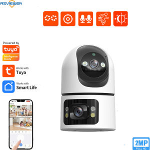 Tuya 5G Wifi ống kính kép An Ninh Máy Ảnh Tự Động Theo Dõi Bé Vật Nuôi Người Cao Tuổi Màn Hình 2 Cách Âm Thanh Nhà Chăm Sóc