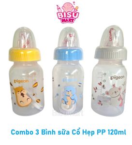 COMBO 3 Bình Sữa cổ hẹp Pi.geon 120ml 240ml Bình Sữa PP Tiêu Chuẩn cho bé