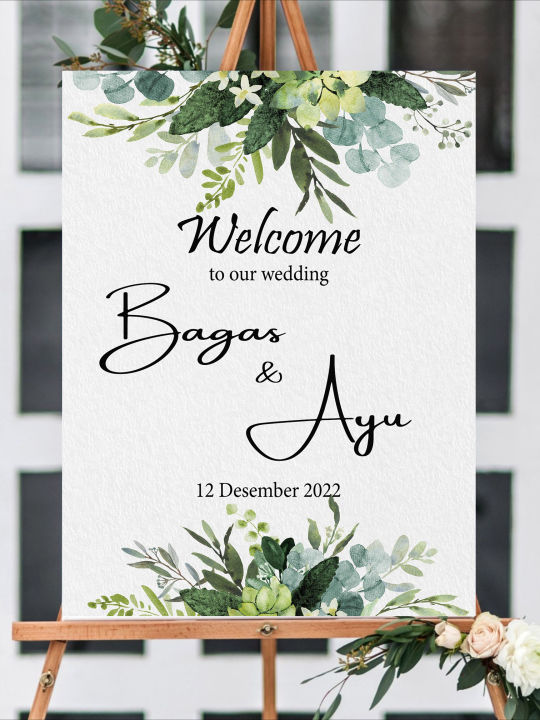 Papan Kayu Nama Welcome Sign Printing Wedding Lamaran Pernikahan UKURAN  45x30 BAHAN MDF - Lazada | Lazada Indonesia