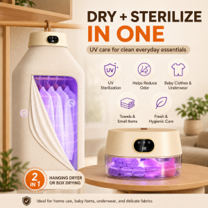 Stuttgart Portable Clothes Dryer Machine Foldable & Remote Control UV Disinfection 2-Speed Adjustment Home Appliances Laundry & Garment Care Laundry Washers & Dryers Clothes Dryers