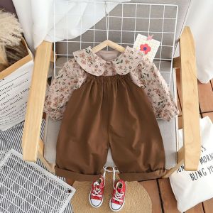 Gaya Korea stelan panjang + overall baju bayi perempuan Set dua potong 0-5 tahun imut jas anak perempuan baju panjang Cantik fashion