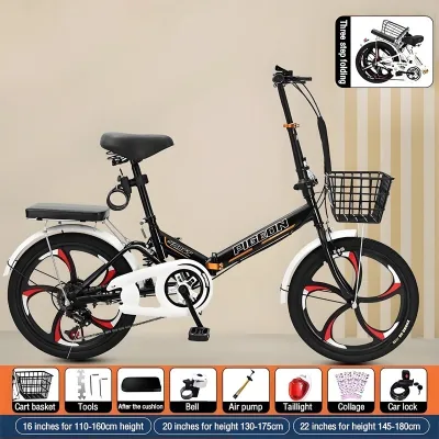 Foldable Bicycle 20-inch 6-speed Variable Speed Folding Bike Ultra light Aluminum Alloy Frame Foldable Bicycle