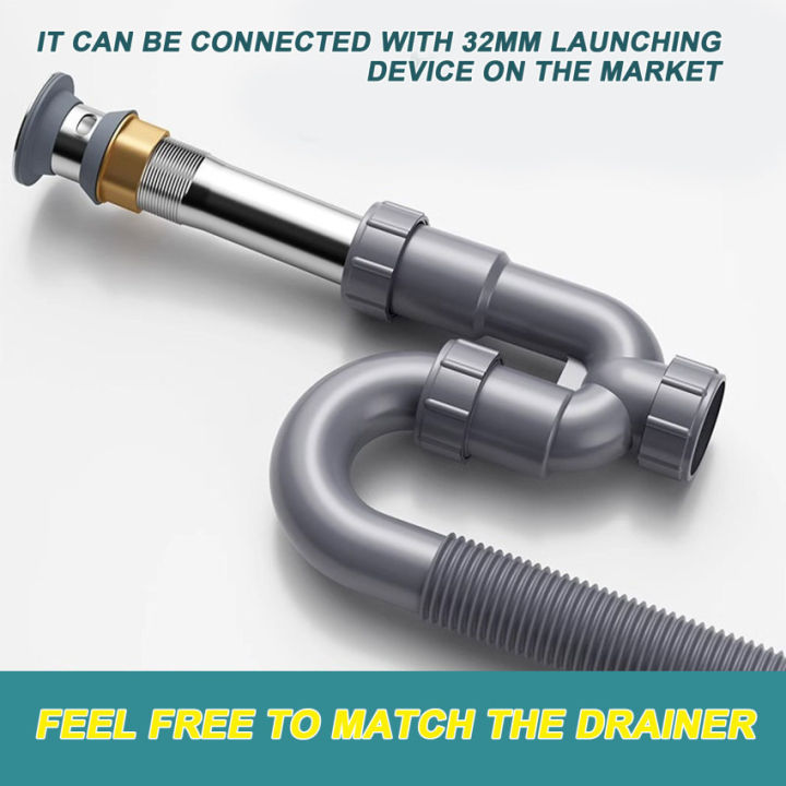 Bathroom Basin Sink Bottle P Trap, Brass UShape Slip Inlet Drain