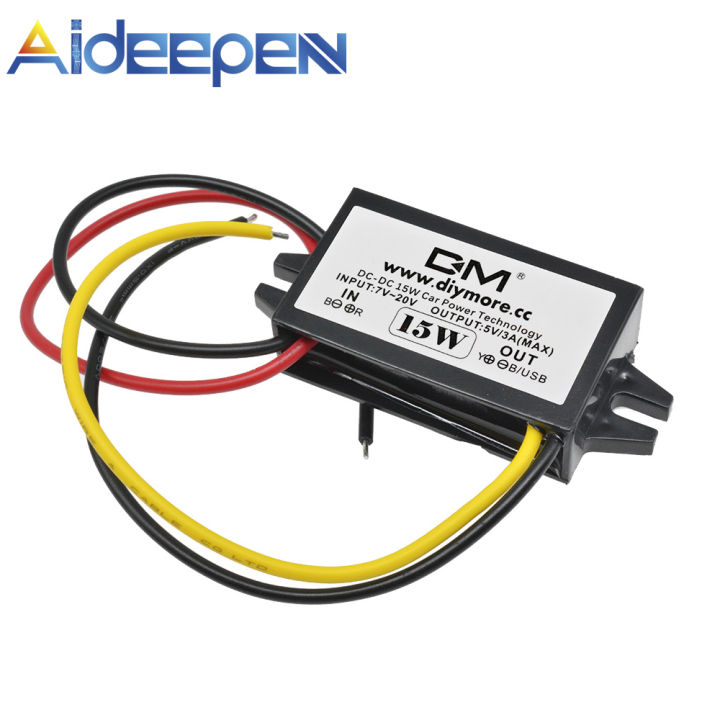Original Aideepen DC to DC Converter Regulator 12V to 5V 3A 15W Car Led