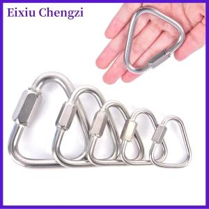 Eixiu Tam giác Carabiner thép không gỉ Keychain snap clip móc khóa vít khóa