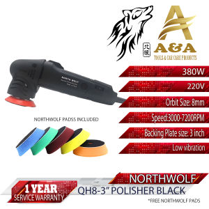 A.NORTH WOLF 3 inches Dual Action Polisher - Dual Action Car Polisher 12mm Orbit with 3 inches Foam Pads