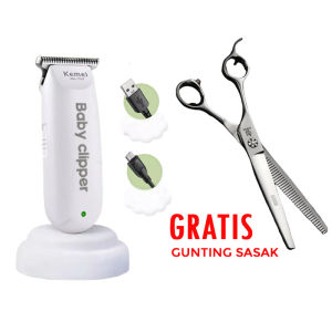 [GRATIS GUNTING SASAK] Kemei KM-1319 Baby Shaver - Alat Cukur Rambut Elektrik Bayi Gratis Gunting