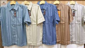 [HCM] Áo Sơ Mi Nam Trung Niên Kẻ Sọc Tay Ngắn Vải Lụa Xô Cao Cấp Siêu Mát From Rộng Rãi Thoải Mái SUNMEN Size Từ 50-90kg