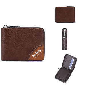 Baellerry Dompet Resleting Pria Wanita D5104 Muat Banyak Bahan Kulit Sintetis