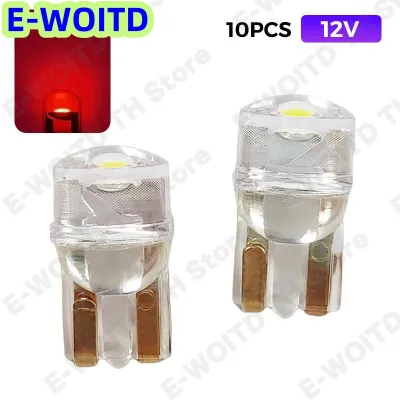 หลอดไฟ LED ติดรถยนต์ W5W 10ชิ้น T10ปราศจากการสั่นไหวสำหรับป้ายทะเบียนโดมไฟอ่านหนังสือไฟข้าง