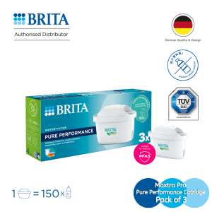 BRITA Water Filter Cartridge MAXTRA PRO Pure Performance (All-in-1) Pack 3 | Original refill for all BRITA jugs