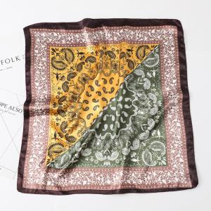 Neck Hair Scarves Silk Satin Bandana Head Scarf Splicing Colors Turban Headband Cashew Flower Hijab Scarves Soft Handkerchief