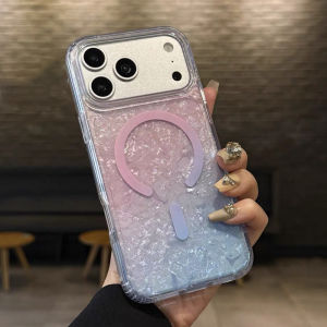 Luxury Gradient Shell Pattern Ocean Magnetic Case For iPhone 17E Air 17 16 15 14 13 12 11 Pro Max Plus For Magsafe Clear Cover