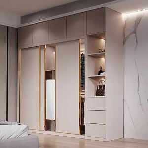 Modular Wardrobe 2/3 Sliding Door Morandi Light Pink 1.2/1.4/1.6/1.8/2/2.2/2.4m Bedroom Wardrobe Modern luxury