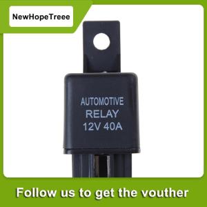 NewHopeTreee รีเลย์ยานยนต์40A 12V รีเลย์สัญญาณเตือนภัย4พินพร้อมซ็อกเก็ตรีเลย์