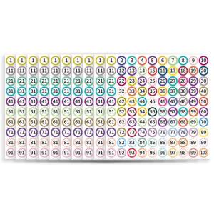 Kirilgu 10 Sheets Numbered Label Sticker Easy Peeling Multicolor 1-100 Numbers Labels 4P6B8