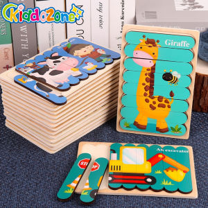 KiddoZone Double Sided Strip 3D Puzzles Baby Toy Wooden Montessori Materials Educational Toys For Children Large Bricks Kids Learning Toys