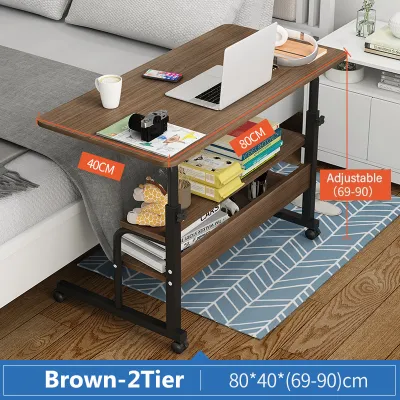 XUXU-Bedside Table Adjustable Laptop Desk With Wheels Computer Table Meja Komputer Wooden Sofa Side Table Easy Portable Table Meja Belajar 床边桌