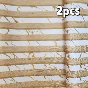 【B1T1】3M x 45CM Wallpaper PVC Self-adhesive Waterproof Stripe Wood Grain Pattern Home Decor TV Background