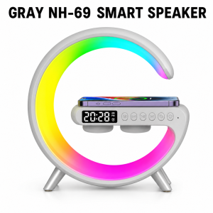 [SG Seller]Smart Bluetooth Speaker Multifunctional Wireless Charger Speaker with Alarm Clock and Color Lights Fast Charging Speaker