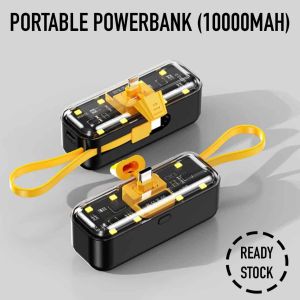 2 In1 Portable Powerbank Charger 10000mAh Type-C Ultra-Compact Mini Battery Pack Fast Charging (Ready Stock 🇸🇬)