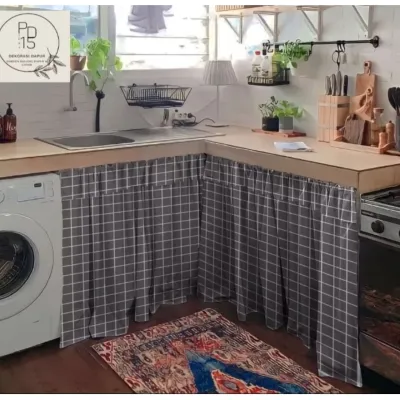 gorden kolong dapur dekorasi dapur aksesoris dapur lengkap murah hordeng kolong dapur plus tali murah promo