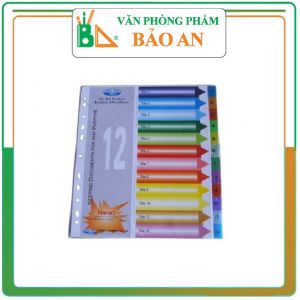 COMBO 2  Bộ Chia file nhựa 12 màu có số - Văn phòng phẩm Bảo An