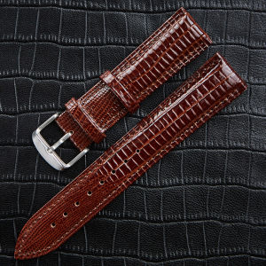 Zhangeer Softness Glossy Lizard Texture Leather Strap 12mm 14mm 16mm 18mm 20mm 22mm 24mm With Pin Buckle Waterproof Flat Universal Luxury Wrist Watch Band