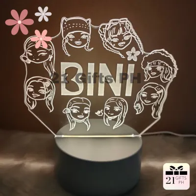 BINI PH design 3D Acrylic LED Lamp P-pop group logo Blooms