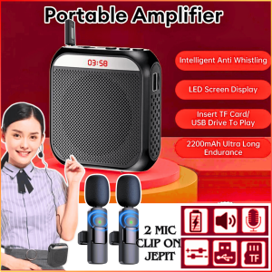 NEW COD TaffSTUDIO K6 Speaker Pinggang Bluetooth Guru Tourguide Penguat Suara + 2 Mic Clip On Jepit