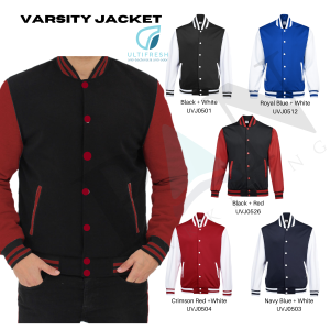 2XS - 6XL Button Varsity Jacket Long Sleeve Men Women Bomba Jacket Man Ultifresh UVJ05 Baseball Jackets Baju Lengan Panjang Jaket Lelaki Perempuan