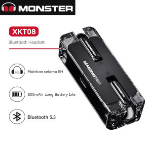 Monster XKT08 PRO Wireless Bluetooth Earphones TWS Heavy Bass Low Latency Music Gaming Headsets V5.4