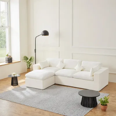 Modular Sectional Sofa Chenille Cloud Couch L Shaped Sofa Deep Seat Living Room Lazy Style Italian Luxury Cream Sofa