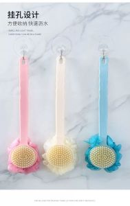 2in1 Back Body Bath Brush Shower Sponge Scrubber With Handle Exfoliating Scrub Skin Massager Exfoliation