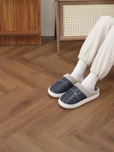 New Artificial PU Leather Cotton Slippers Waterproof And Warm Indoor Thick-Soled Home Couple Slippers For Autumn And Winter