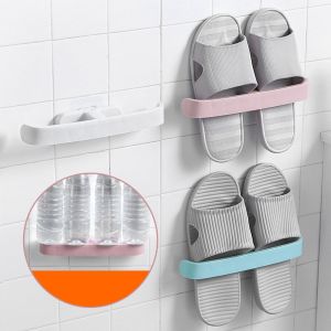 RTHRT Family Wall Mounted Holders Towel Shelf Bathroom Slippers Hanger Shoe Rack Storage Box Shoe Organizer