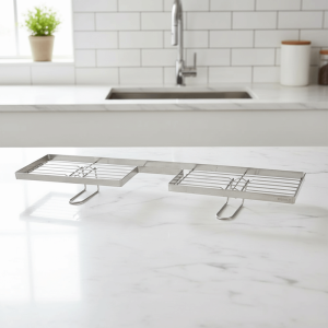 OUTOPEN Anti Slip Bathroom Counter Shelf Hollow Out Stainless Steel Faucet Sink Drying Shelf Heavy Duty No Drill Vanity Stand Kitchen